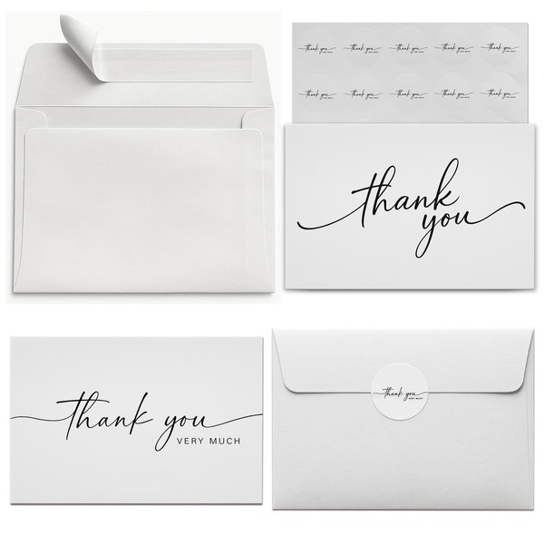 Thank You Cards with self seal Envelopes and Matching Stickers,3x3.5