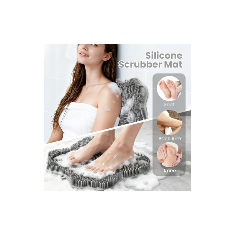 Shower Foot Scrubber Mat, Compact Lightweight Accessory for Travel and