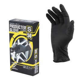 [Commercial Use] Productor Gloves, Nitrile Thin Gloves, Powder Free, Left & Right Use, Black, S Size, 50 Sheets