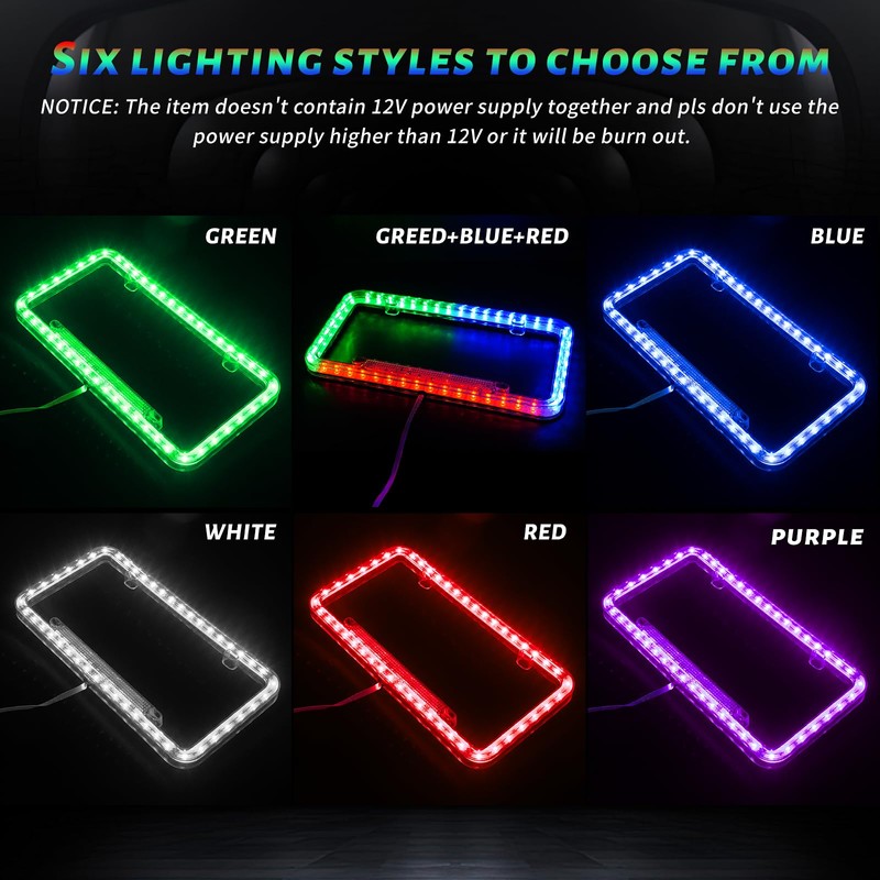 eing License Plate Frame Auto 12 V 54 LED Color