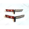 AUTO 2PC Black FRONT NOSE Rear Gas Lid Crossed Flag