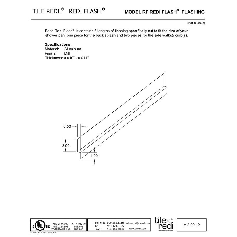 Tile Redi USA TRZF3060-BI Shower Flashing, 30 D x 60