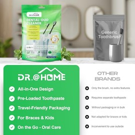 Cepillo de dientes desechable para viajes, juego de cuidado oral, cepillo mini prepasteado 5 en 1 (pasta de menta + cerdas suaves + hilo dental + pali
