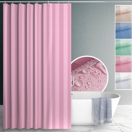 ANRO Shower Curtain Bath Curtain Shower Curtains Washable with Shower Curtain Rings Hooks Textile Curtains Made of Fabric 100% Polyester Waterproof Pink 240 x 200 cm