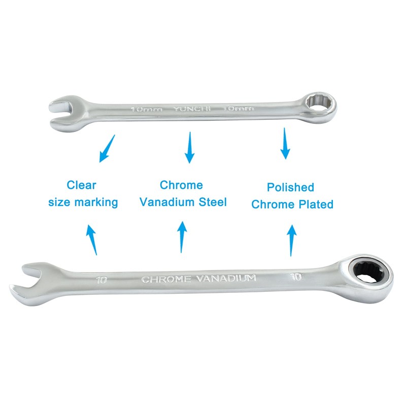 HARSKIYER 10 mm Ratcheting Wrench Set, 2 Pieces Metric Ratcheting