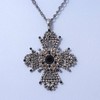 Vintage Inspired Filigree Diamante 'Cross' Pendant with Silver Tone Oval