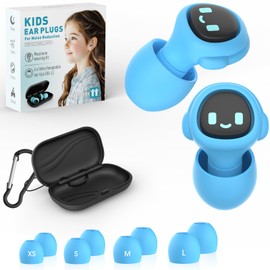 Kids Ear Plugs for 5-12 Yrs, 2 Pairs 27 dB Noise Reduction Extra Small Earplugs, Ear Plugs for Kids for Noise Sensitivity, Socializing, Sleep, Focus, 4 Sizes Ear Tips in XS-L (Blue)