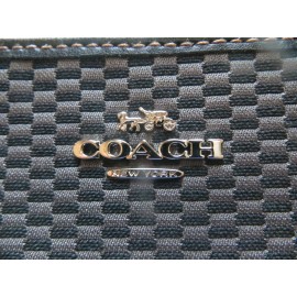 Coach NEW COACH CORNER ZIP WRISTLET WALLET F13311 GREY BLACK CHECKERED PATTERN