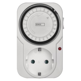 EMOS Schuko Mechanical Timer Switch, Programmable Indoor Socket with 96 Cycles, Child Lock, 58 x 119 x 68 mm