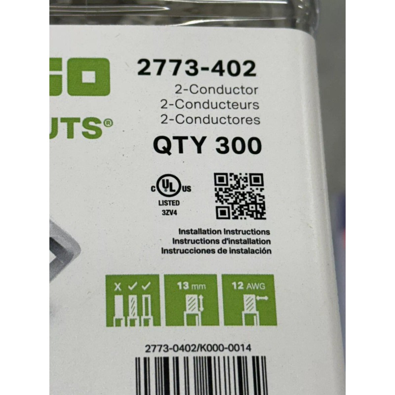 WAGO Wall-nuts 2-conductor # 2773-402 (300 Qty)