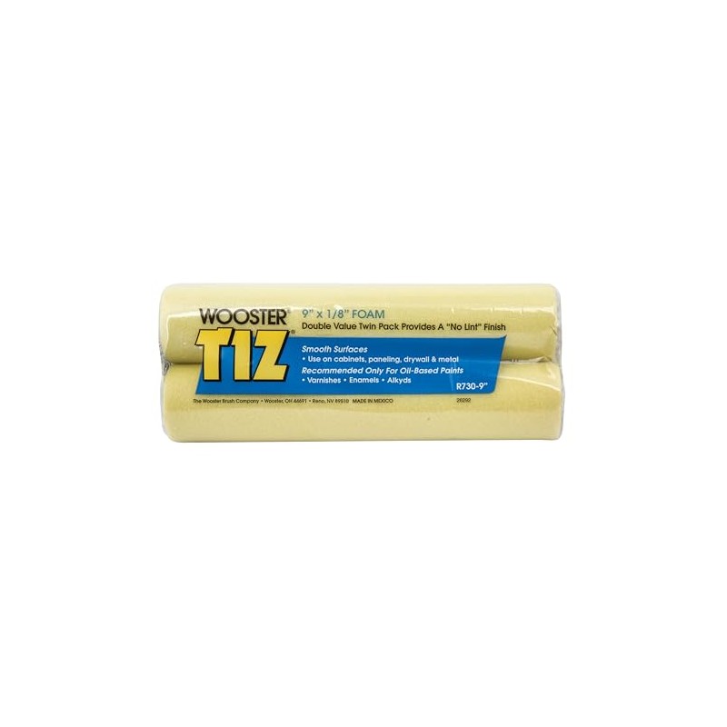 Wooster Brush R730-9 Tiz Foam Roller Cover, 1/8-Inch Nap, 2-Pack,