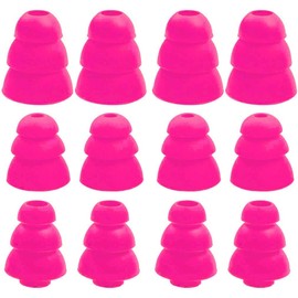 ALXCD Triple Flange Ear Tips, 6 Pairs S/M/L Sizes Triple Three Flange Noise Isolate Silicone Replacement Cushion Earbuds Tips with 4mm Connector Hole, Fit for Most in Ear Earphone, S/M/L Pink