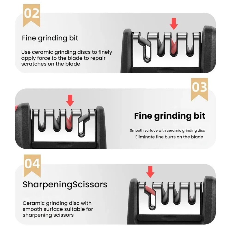 4-in-1 Kitchen Knife Sharpener, Professional Grade with Tungsten Steel and