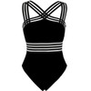 Hilor Women's One Piece Swimwear Front Crossover Swimsuits Hollow Bathing