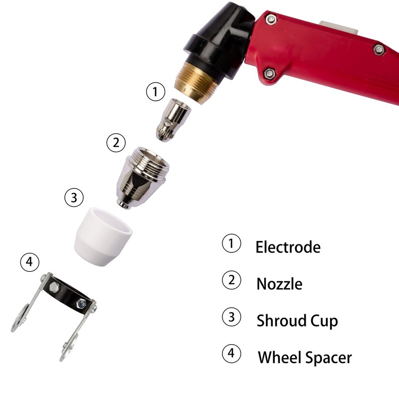 P80 Plasma Cutter Nozzle Electrodes Consumables 1.7 Tip 100Amp 45pcs