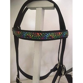 Party Ponies Miniature Horse/SM Pony Bareback Childrens Saddle Set - Bright Tye DYE - Complete Bridle with Free Snaffle BIT (Snaffle Style Varies), Cinch