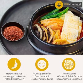 asiastreetfood Gochugaru 100g - Red Chilli Flakes for Kimchi & Other Korean Dishes - Asian Chili Spice with Mild Spicy - Premium Quality Korean Chilli Flakes