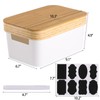 acDesign 3Pcs Plastic Storage Bins with Bamboo Lids Stackable Storage