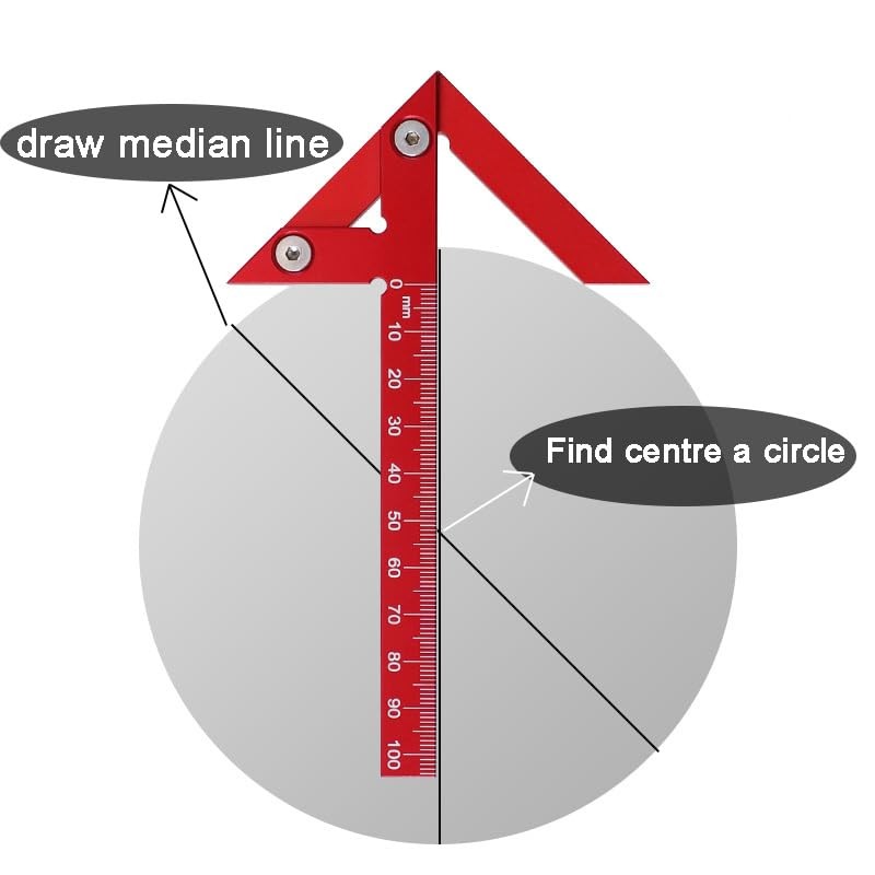 Limeow 1 Piece Centre Finder Centring Square Carpenter's Square Protractor