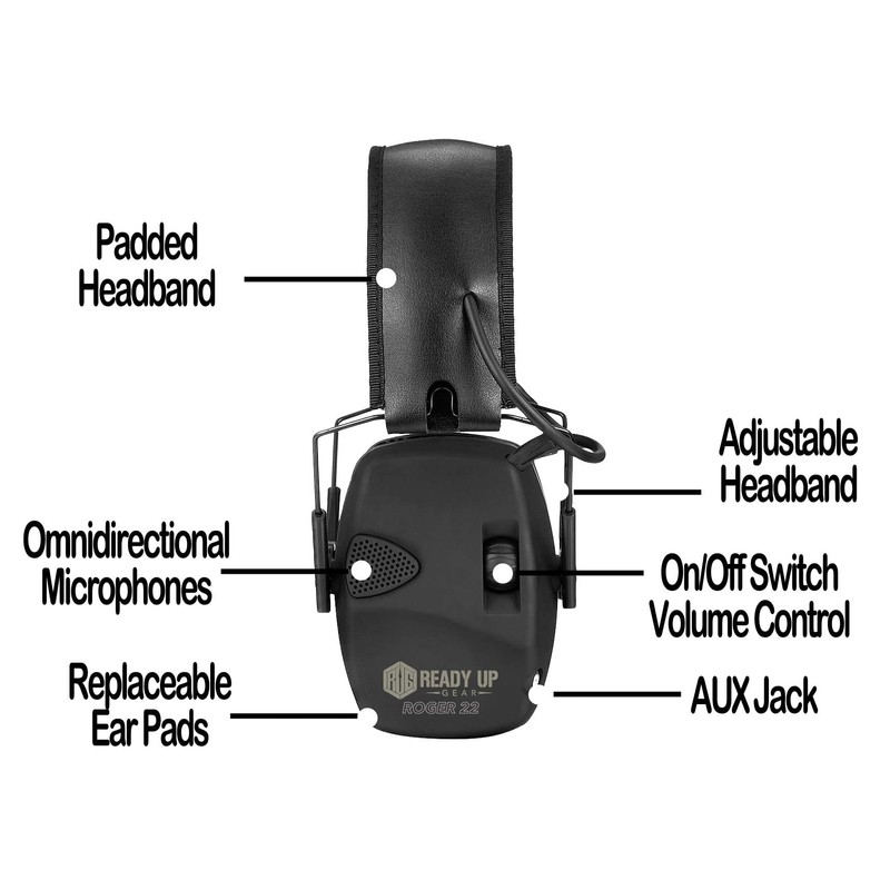 Ready Up Gear Roger 22 Electronic Ear Muffs from, Black