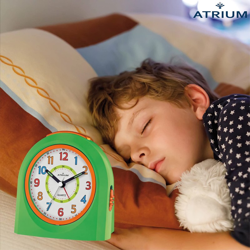 Atrium Kinder Wecker Analog Quarz ohne Ticken mit Licht und