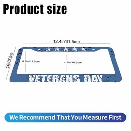 Uanvaha Veterans Day License Plate Holder American Stars Patriotic Metal Car Tag Protector Aluminum License Plate Frame Covers Auto Accessories