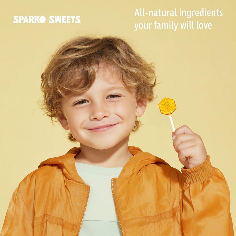 Sparko Sweets Natural Honey Lollipops, 18 Pieces, Handcrafted in USA,