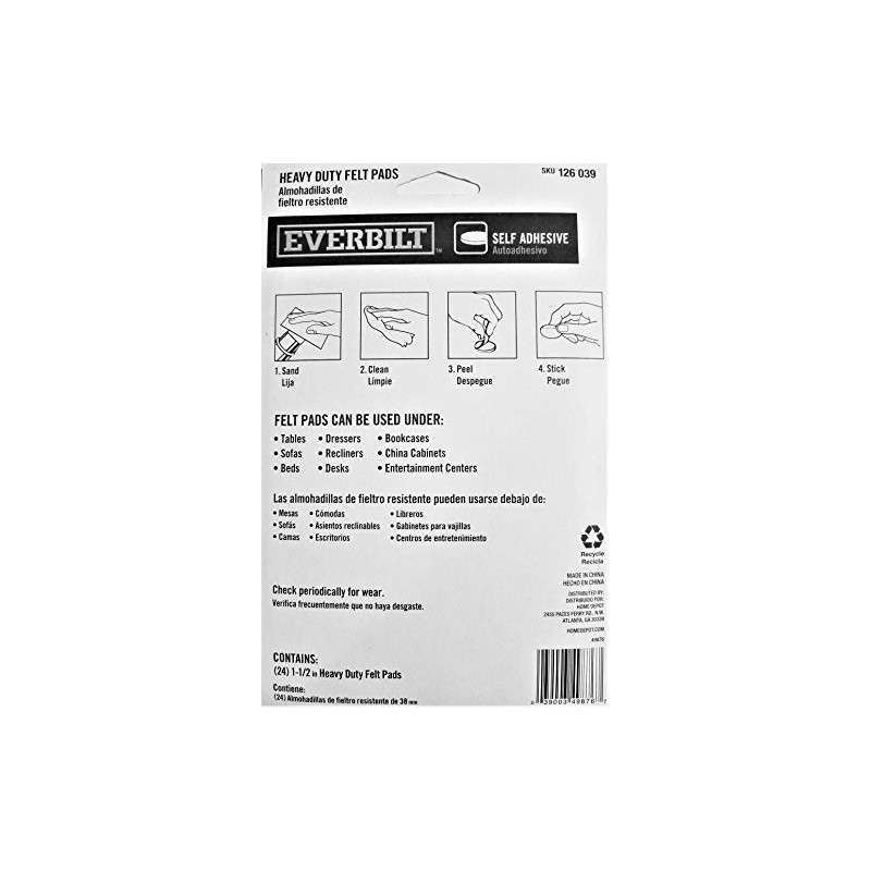 1-1/2 in. Brown Heavy-Duty Self-Adhesive Felt Pads (24-Pack)