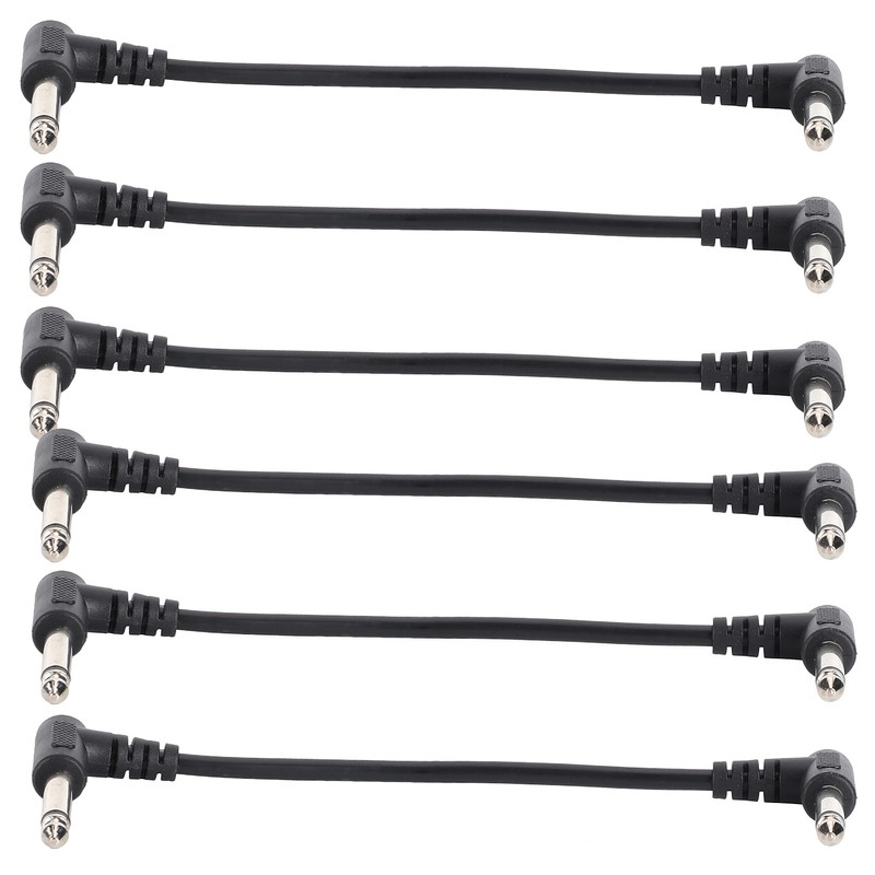 6PCS Guitar Effect Pedal Cables 6.35mm Elbow Right Angle Connector