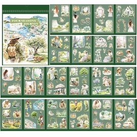 Alideco 20pcs Scrapbook Stickers Vintage Literary Girl Four Seasons Journey Theme Sticker Book for Adults Sticker journaling Stickers for Scrapbooking (chunrizhilv)