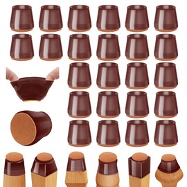 24Pcs Brown Silicone Chair Leg Floor Protectors,Floor Protectors for Chairs,Rubber Chair Leg Protectors for Hardwood Floors,Chair Leg Caps Chair Leg Covers for Wooden Floors(Brown, Large)