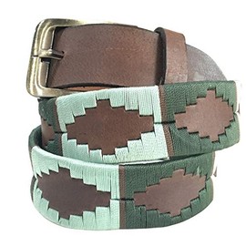 Carlos Diaz Mens Womens Premium Unisex Brown Leather Embroidered Designer Polo Belt (110 cm/ 42-44 Inches)