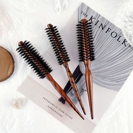 Pure Boar Bristle Natural Wood Roll Styling Hair Brush (Baby Small) Middle) 3 Middle