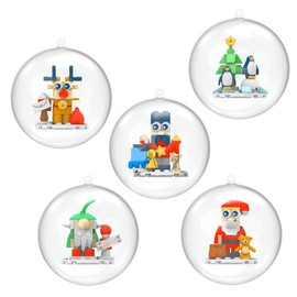 GONIEER 5 Packs 2.75 Inch Christmas Ball Ornaments Building Toys Plastic Hanging Decorations Santa Claus Nutcracker Christmas Elf Balls Christmas Tree Pendants for Christmas Tree Decoration(No Rope)