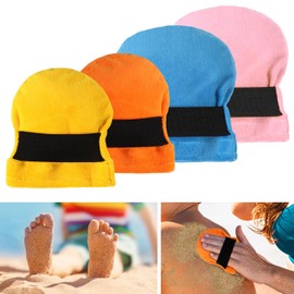 lasuroa 4pcs Sand Remover Bag, 2 Sizes Sand Removal for Beach Velvet Body Sand Remover Tool with Stretchable Strap Sand Wipe Bag Pouch Cleaner for Adult Children Beach Camping (No Talc)