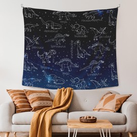 XLDLIOO Galaxy Dinosaur Wall Tapestry, Astral Dinosaur Breed Wall Tapestry Hanging for Boys Kids Room Dinosaur Lovers, Retro Dino Tapestries Wall Decor for Classroom Playroom Bedroom Dorm 50x60in