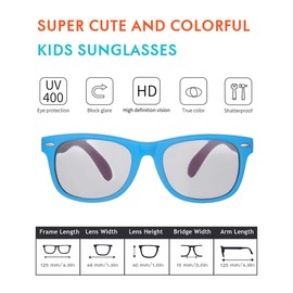 Rocf Rossini Children's Sunglasses Flexible Polarised Shades for Baby Boys and Girls UV400 Protection Glasses Age 2-8, royal blue/yellow frame,grey lens