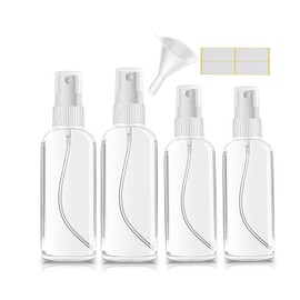 Small Spray Bottle, Clear Empty Mini Travel Plastic Bottle. Premium spray bottles for perfumes and cosmetics. 2 * 1oz, 2 * 1.7oz. (4 Pack)