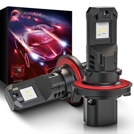 LIGHTENING DARK H13 Bulbs, 9008 H13 Fog Light Bulbs 400% Bright 6500K Xenon White Fanless Wireless Plug and Play (Pack of 2)