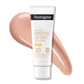 Neutrogena Purescreen+ Tinted Sunscreen for Face SPF 30, Broad Spectrum Mineral Sunscreen with Zinc Oxide & Vitamin E, Water Resistant, Fragrance Free
