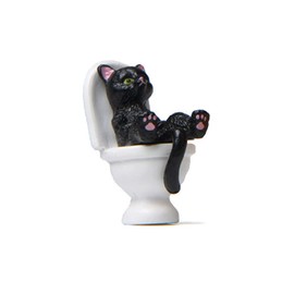 AiiLOLUOLF Toilet Cat Figurine Cartoon Mini Cat Statue Vivid Toilet Kitten Ornament for Decoration