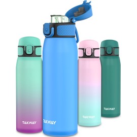 TAKWAY Children's Drinking Bottle Leak-Proof with Fruit Strainer 600 ml - Tritan, BPA Free - Suitable for Carbonated Drinks - Bottle for School, Sports (Blue)