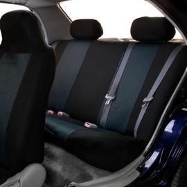 TLH Classic Cloth Seat Covers Rear Set, Black Color-Universal Fit for Cars, Auto, Trucks, SUV