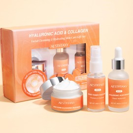 OKADY Transparent Acid Collagen, 3-Piece Skin Care Set, Pore Cleansing, Moisturizing, Gift Compatible, Gentle on Sensitive Skin (Lotion 1.0 fl oz (30 ml), Serum, 1.1 fl oz (30 ml), Pack, 1.1 oz (30 g)