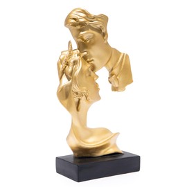 Hodao Romantic Golden Couple Sculpture Ornament - Modern Minimalist Art Statue, Home Decor for Living Room & Bedroom, Wedding Anniversary/Valentine's Day/Housewarming Gift (Gold)