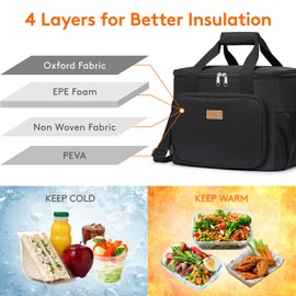 Lifewit Large Lunch Bag, Insulated Lunch Box, Soft Cooler Cooling Tote for Adult Men Women, Black 40-Can (24L)