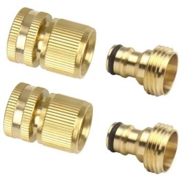 Unbranded 2 Pairs 3/4" Garden Water Hose Quick Connector Solid Brass Female Male Fitting