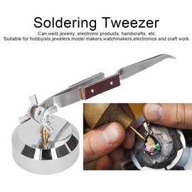 Pinzas para soldar, base de tercera mano de boca recta con pinzas, para aficionados a la joyería(Curved mouth)