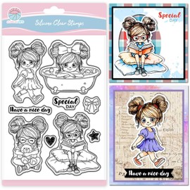 GLOBLELAND Lady's Daily Clear Stamp for Scrapbooking Woman Special Day Silicone Stamps Have A Nice Day Transparent Stamp for Card Making DIY Embossing Journaling