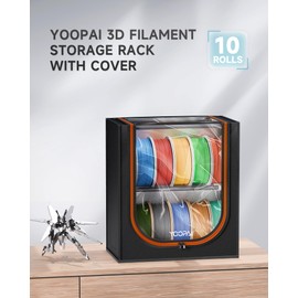 YOOPAI 3D Printer Filament Storage Box with Desiccants - 2 Tiers Metal Filament Storage Rack with Cloth Cover,Holds Up to 12 Rolls of Filaments - 3D Filament Holder for Home, Office Workshop, Studio